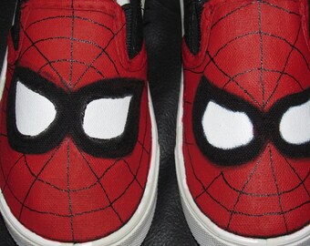 Childrens hand painted spiderman shoes