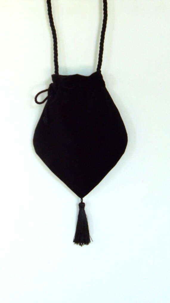 Black Velvet Victorian Style Drawstring Bag Black Velvet Bag