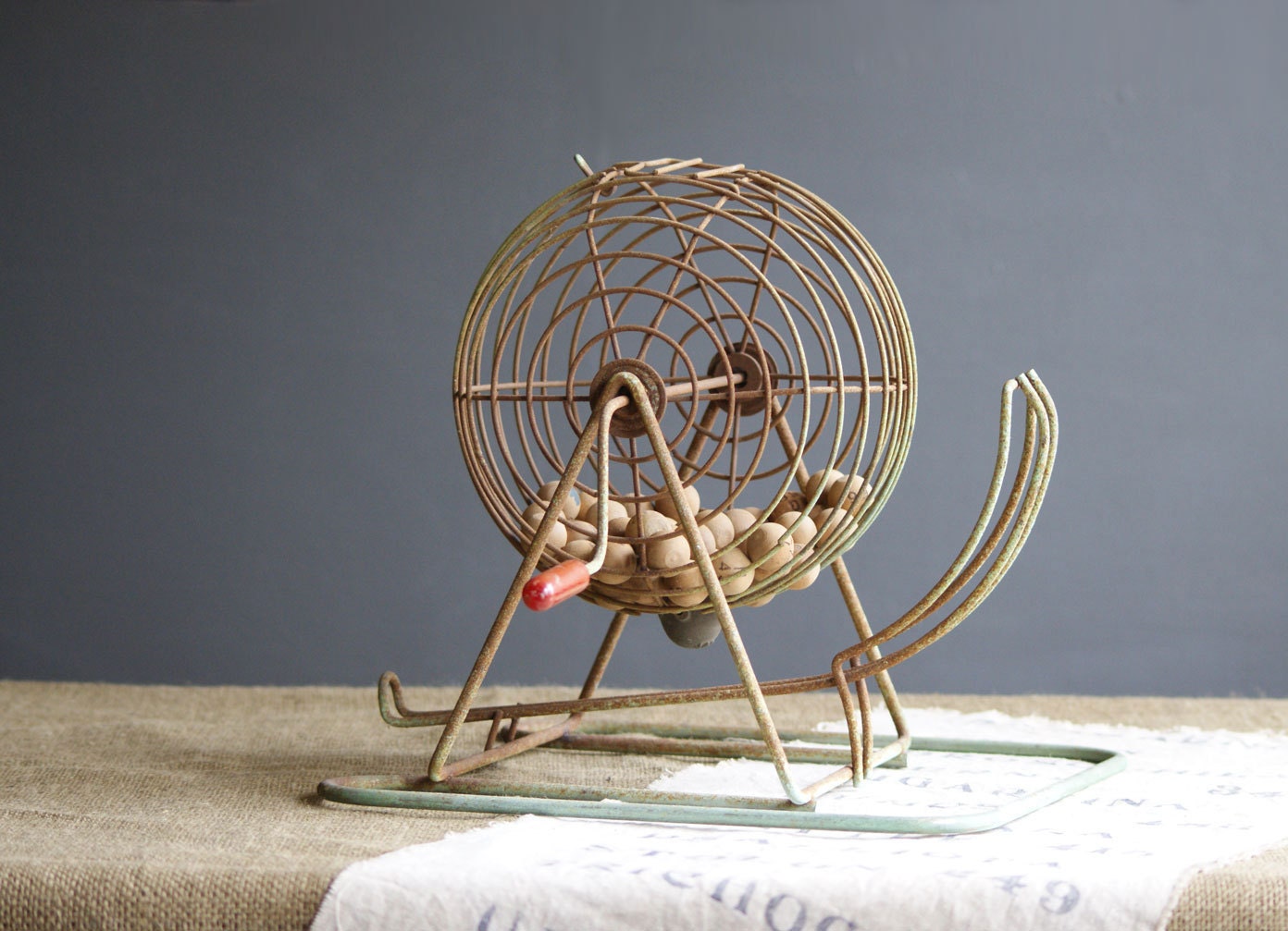 Vintage Bingo Cage and Wooden Balls by Jarco Game Room