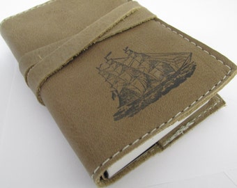 small leather journal/sketchbook hand-printed free customization