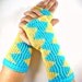 Knit Arm Warmers Knit Fingerless Gloves Knit Gloves Knit Wrist Warmers Fingerless Mittens Knit Hand Warmers Gauntlets Turquoise Blue Zigzag