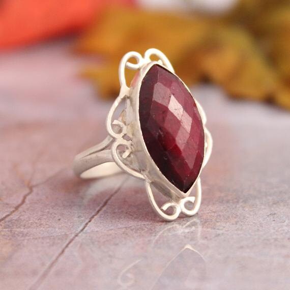 Ruby Diamond Rings: Ruby ring - Precious ring - marquise ring - July ...