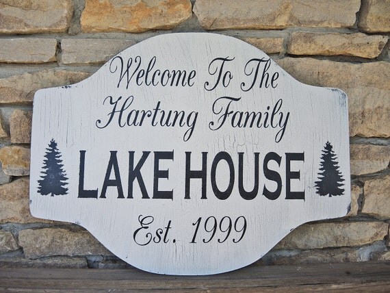 Custom LAKE House Cabin BEACH House signs Cottage by familyattic