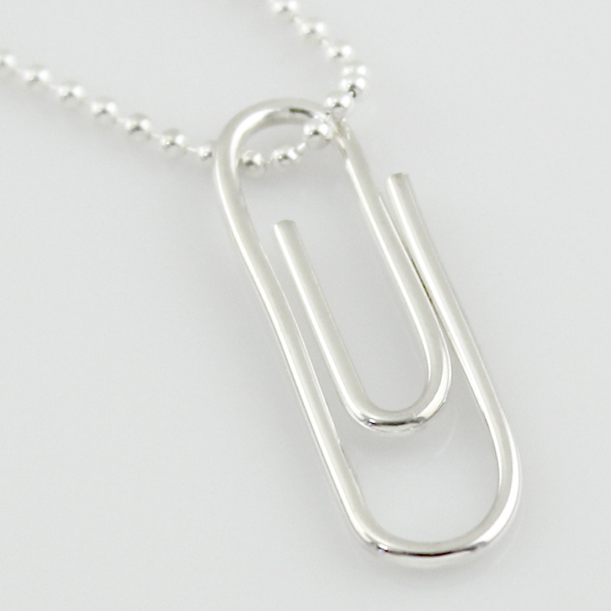 Sterling Silver Paper Clip Necklace Geek Geekery Nerdy