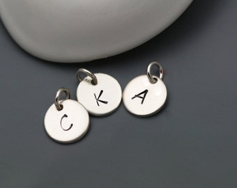 Hand Stamped Sterling Silver Personalized Initial or Number Charm