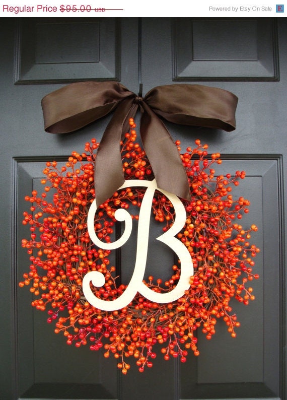 Fall wedding monogram wreath