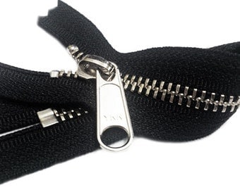 16 "Nickel Handbag YKK zipper 16inch Nickel Handbag Zip with Long Pull YKK Number 5 Closed Bottom Made in USA - Color Black by each