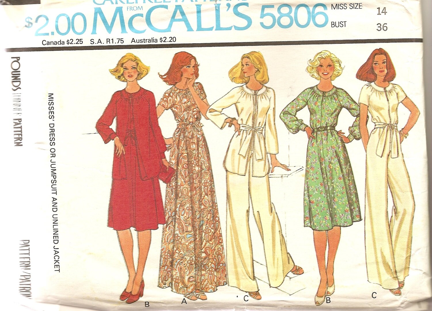 1970s Sewing Patterns 1970s Jumpsuit Pattern 70s Maxi Dress