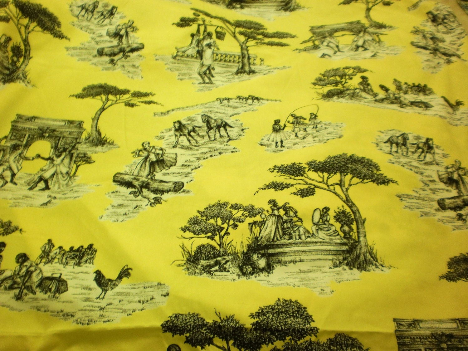 French Toile Yardage Designer Fabric New Bed Sheet Harlem