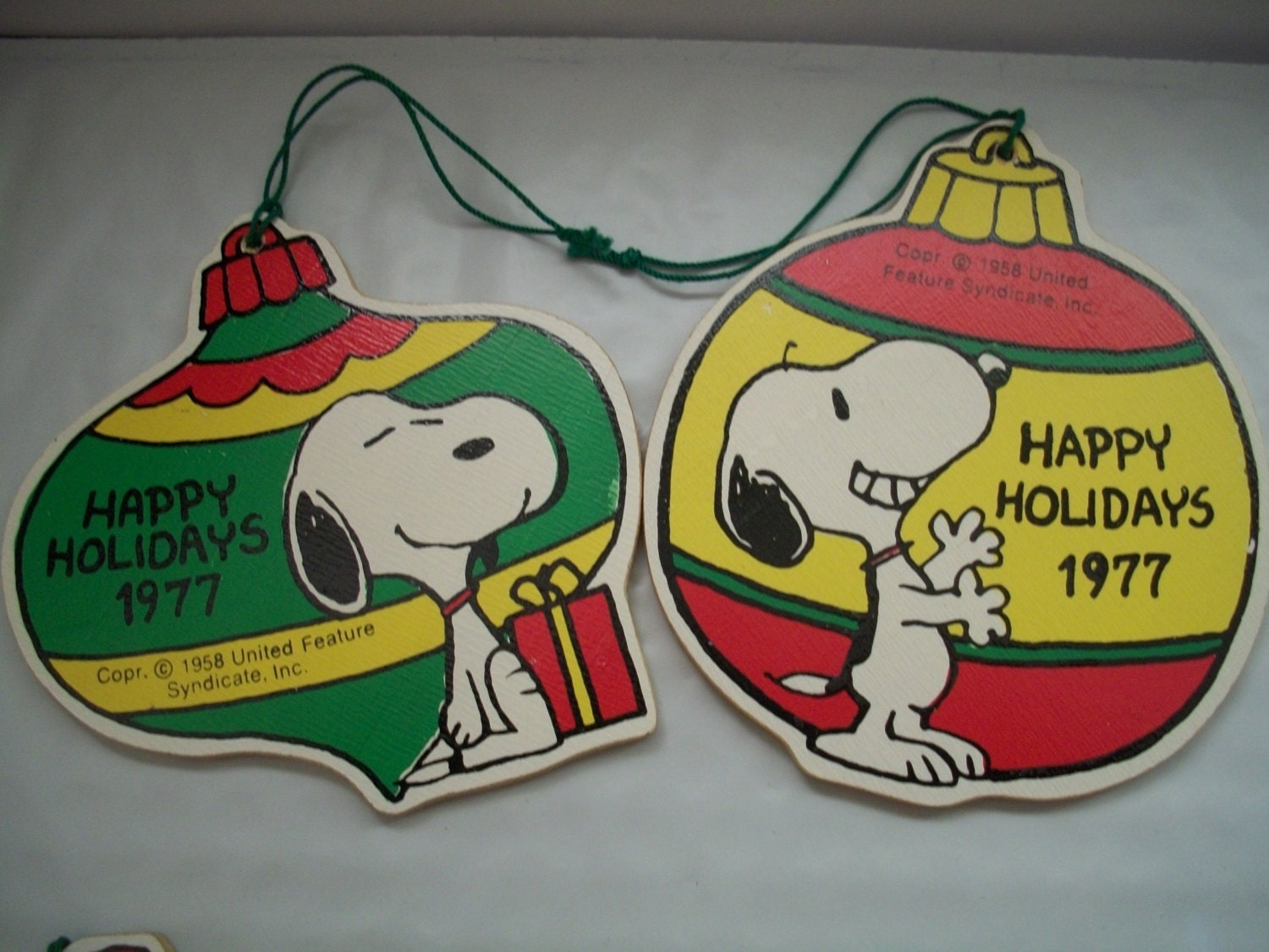 Vintage Christmas Ornaments Snoopy Set Of 5 Peanuts 1977