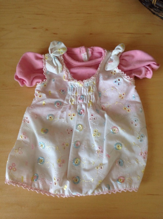 Items similar to Doll Clothes Eyelet Dress With Pink TShirt on Etsy