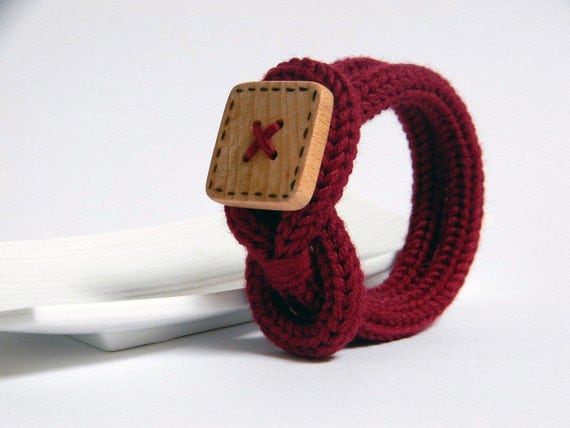 items-similar-to-knot-bracelet-wine-red-wool-bracelet-wooden-bracelet