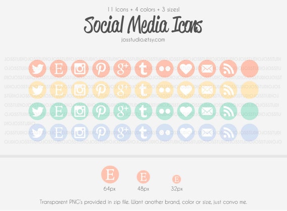 Pastel Social Media Icons use for your blog website by JosStudio