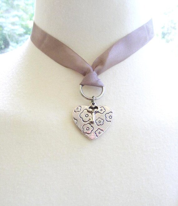 Antique Tibetan Reversible Stamped Silver Heart by meiguidesigns