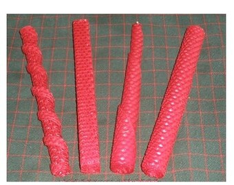 Pure Beeswax Red Taper Variety Set of 4