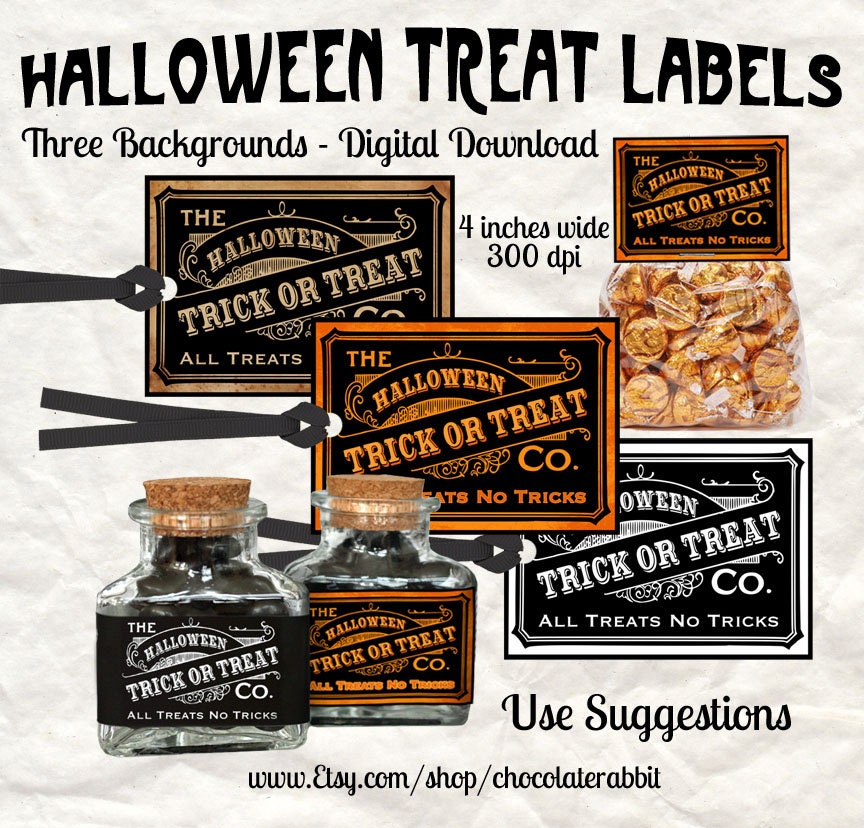 Halloween Treat Candy Label Digital Download Printable Tags