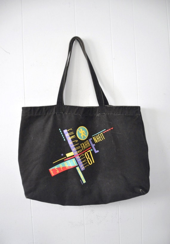 Large Vintage Tote Bag Esprit Espirit Womens Ladies Neon 80s