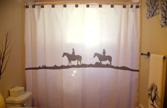 Horse Western Shower Curtain Cowboy and Cowgirl bathroom