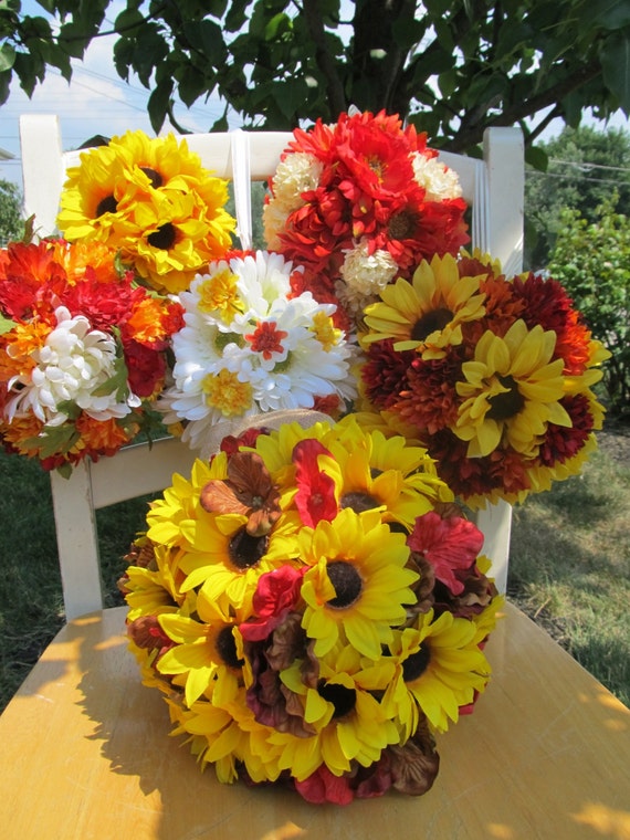 Weddings Sunflower Kissing Balls Ready to by AngelloftCreations