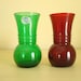 Anchor Hocking Forest Green & Ruby Red Coolidge flower vases, original label, Christmas decor