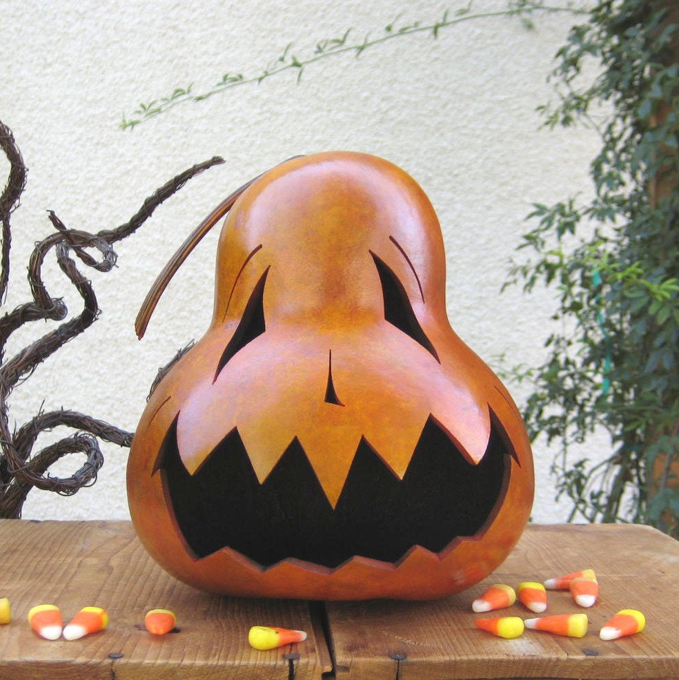 Halloween Gourd Jack O Lantern Natural Fall Harvest Pumpkin