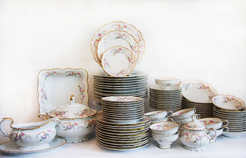 China Set Fine China Antiques Edelstein Bavarian Bone