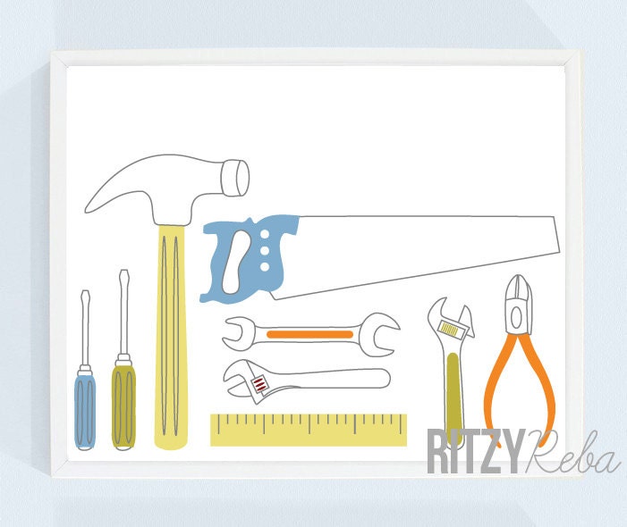 Tools Modern Nursery Art Print Minimalist Tool Set Kids