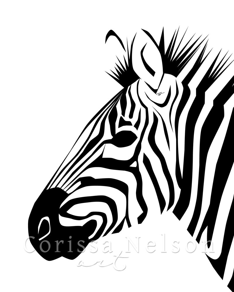 Zebra Stripes Printable Art 8x10 in Black and White