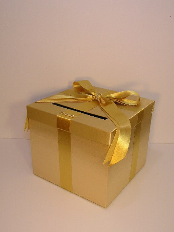 Wedding Card Box Gold Gift Card Box Money Box by bwithustudio