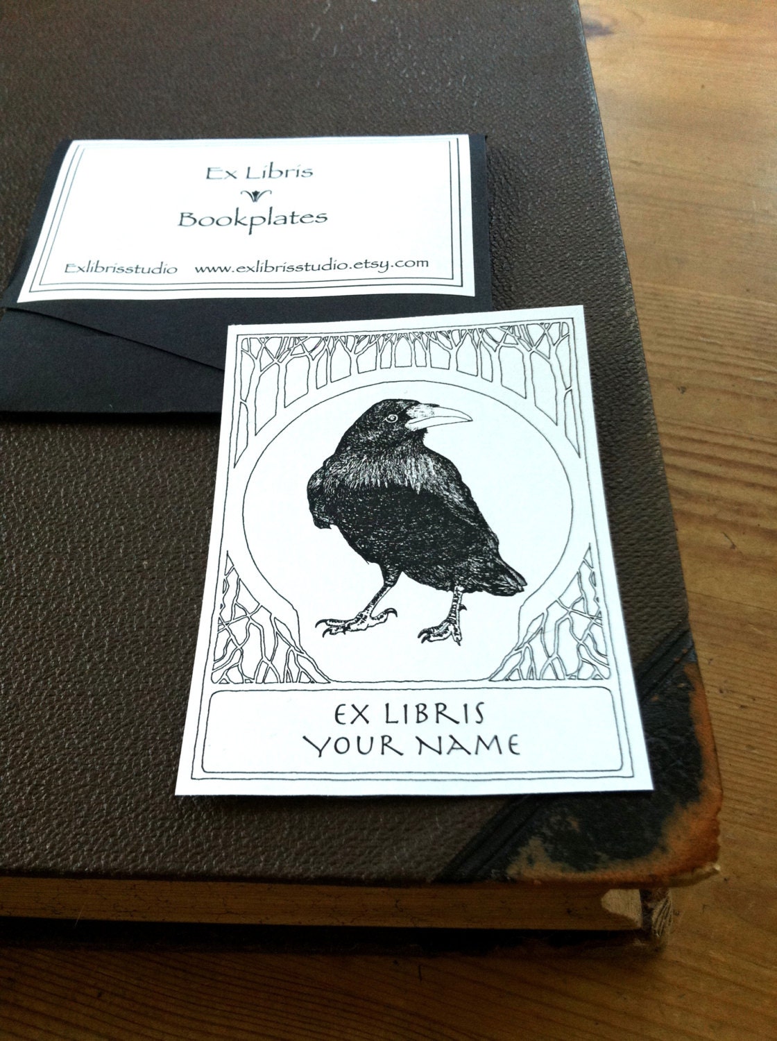 Bookplates Raven White 15 Personalized Ex Libris by Exlibrisstudio