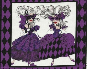 Loralie Masquerade party pretty Lady quilt fabric one block