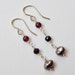Garnet Onyx and Gray Pearl Earrings - Sterling Silver Beaded Dangle Earrings Beadwork Earrings