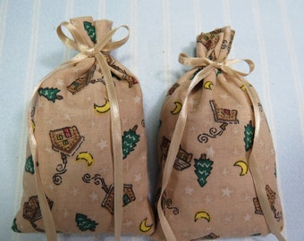 Tan 4"X2" Sachet-'Orange Clove' Fragrance-Light Brown Sachet-Sachet for Men-Cotton Fabric Sachet-Tan Ribbon-Cindy's Loft-339