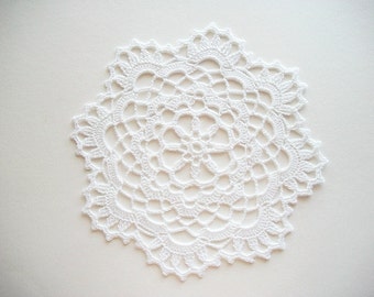 Crochet Doily White Cotton Lace with Picot Edge Heirloom Quality
