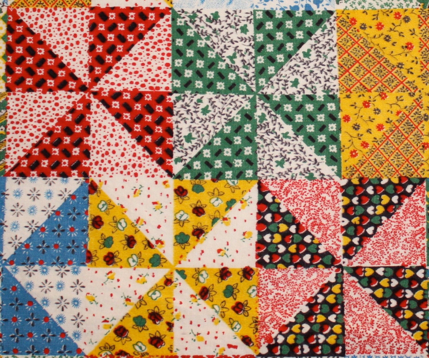 1 yard Vintage Cotton Quilt Fabric Cheater Pinwheels with