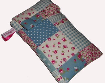 Pink & Pretty Patchwork Mobile Cellphone Ipod Gadget Case Pouch Sock PADDED