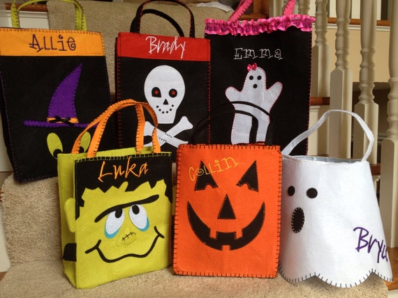 Personalized CUSTOM Kids TRICK or TREAT Halloween Bag