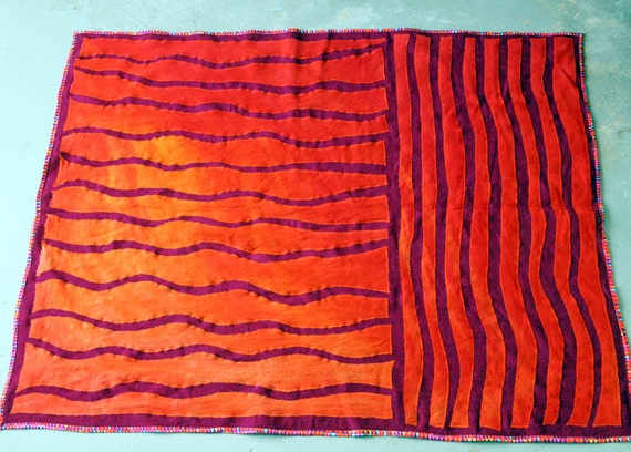 Upcycled Wool Blanket / Sofa Throw Blanket Bright Orange Red