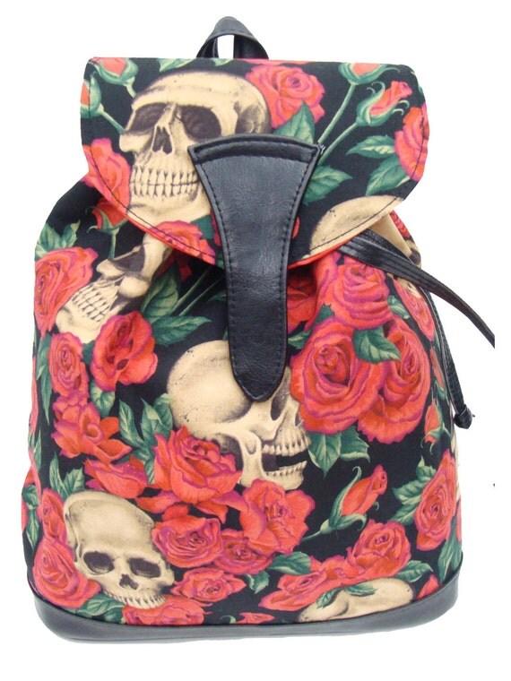 Black Backpack With Red Roses IUCN Water
