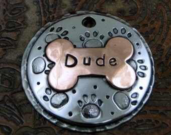 Custom Dog Paw ID Tag, Pet ID Tag, Dog Tag for Dogs, Dog Name Tag for Collar, Paw Print