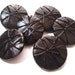 6 Vintage Black Glass Buttons Big Buttons Set 32mm Great Set of Large Buttons