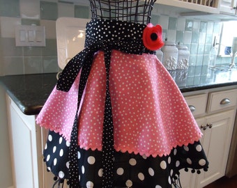 Bubble Gum Pink ~ Annabelle Apron ~ Half Women's Retro Modern Apron ~ 4RetroSisters