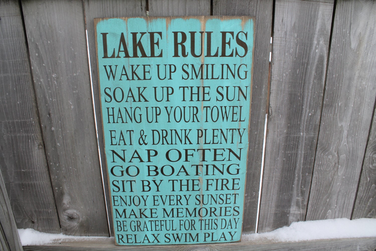 Lake rules sign CUSTOM 16x30 cabin decor custom to by Wildoaks