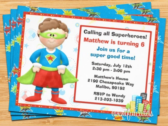 Etsy Superhero Birthday Party Invitation