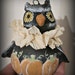 Halloween Owl doll ornament - papier mache- vintage style- art doll- Halloween