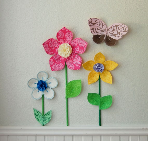 fabric flower wall decor. fabric wall decal by leilasflowergarden