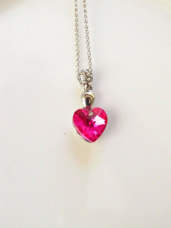 Valentines day gift // heart necklace // rhinestone necklace