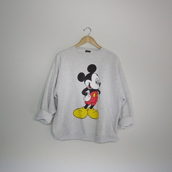 80s Vintage Mickey Mouse Sweatshirt / Oversized Grey Hipster