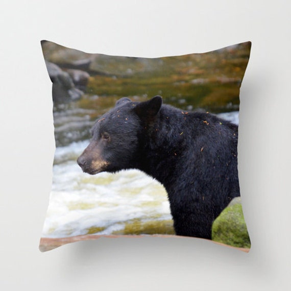 Black Bear Pillow Cover Throw Pillow Rustic Decor Cabin