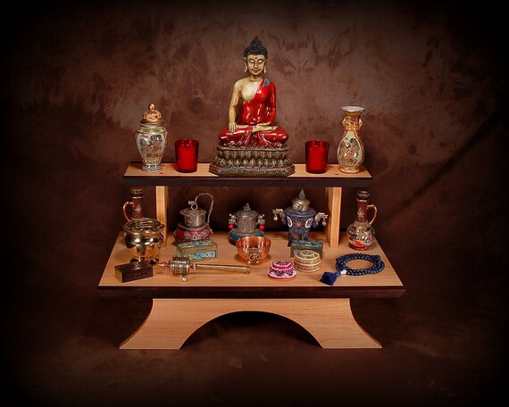  and Peruvian Walnut Puja Table - meditation shrine- Altar (serial #01